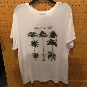 Express One Eleven Les Palmiers Palm Trees White Graphic Tee Shirt